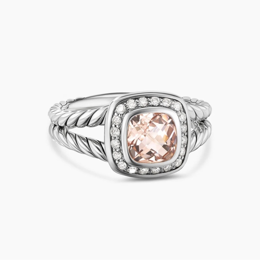 David Yurman Petite Albion Ring in Sterling Silver with Morganite & Diamonds